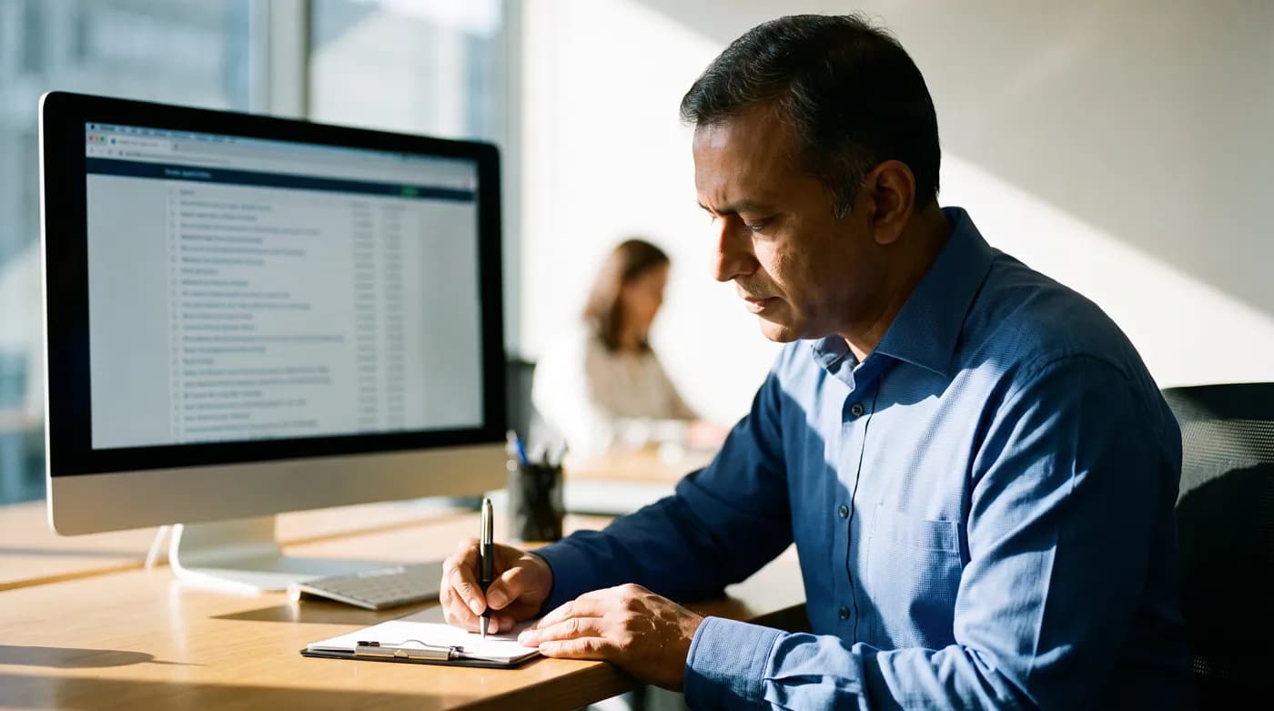 A procurement manager reviewing a list of tender opportunities